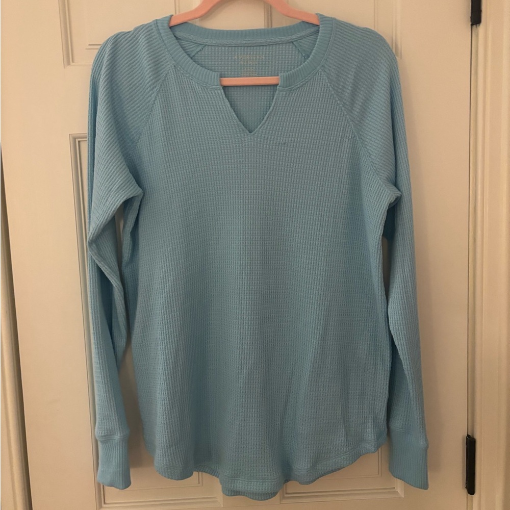 Light blue waffle knit sweater